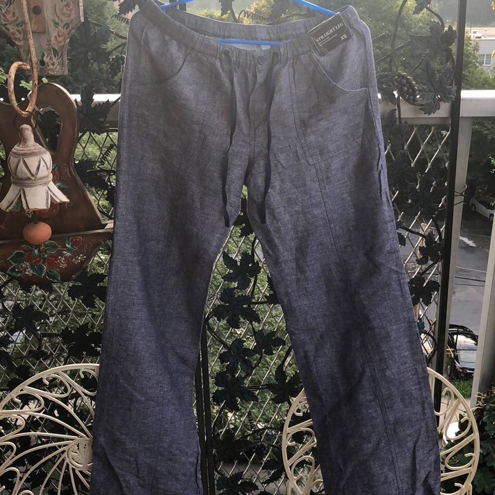New York & Company XS Straight Leg Linen Pants